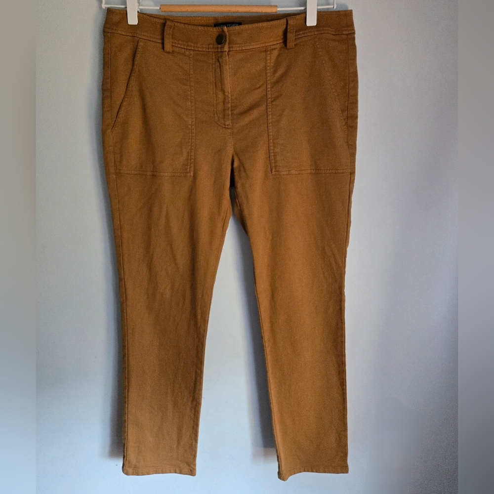 EILEEN FISHER Brown Buttoned Organic Cotton Pants